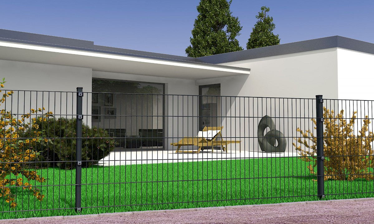 Doppelstabmattenzäune // Haus mit Doppelstabmattenzaun