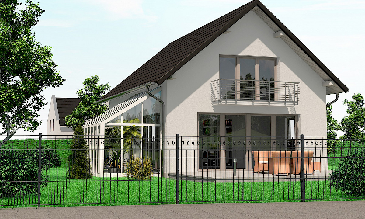 Dekormattenzäune // Haus mit Schmuckmattenzaun