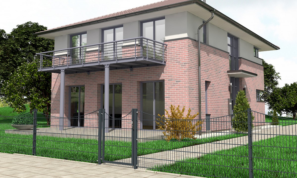 Dekormattenzäune // Haus mit Schmuckmattenzaun