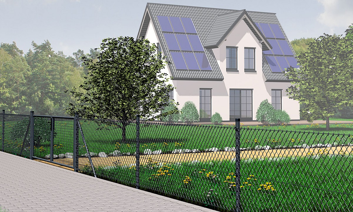 Viereckgeflechte // Haus mit Viereckgeflechtzaun