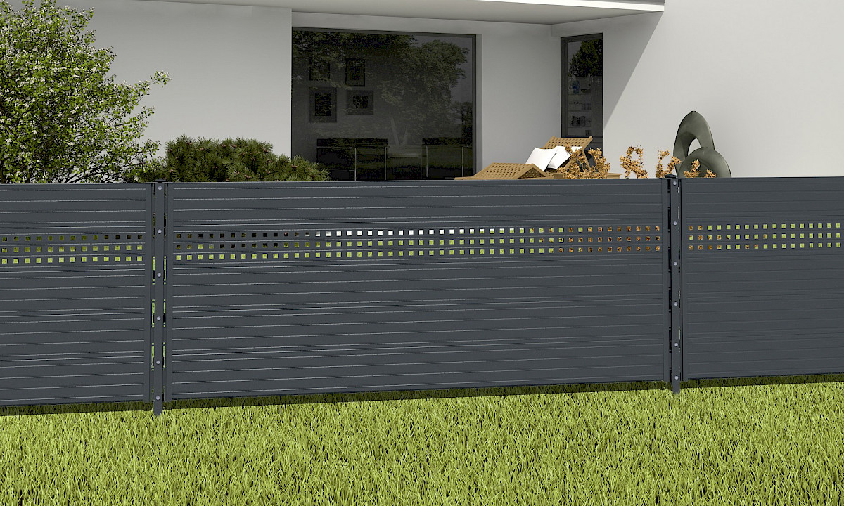 Zaunpaneele // Glattblech mit Lochblechreihe